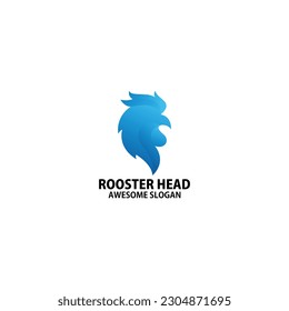 rooster head logo design gradient colorful