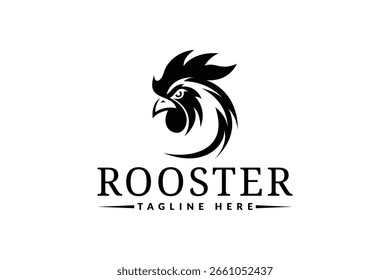 Diseño de logotipo de cabeza de gallo. Ilustración de la silueta del Vector del icono del logotipo