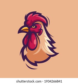 Rooster head logo design illustration vector