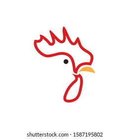 Rooster head logo design template vector isolated