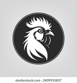 Rooster head logo design, vector