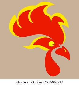 rooster head logo in the form of a flame for chicken dishes