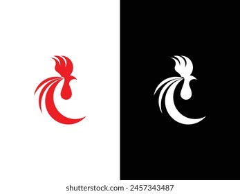 Plantilla de Vector con logotipo de cabeza de gallo