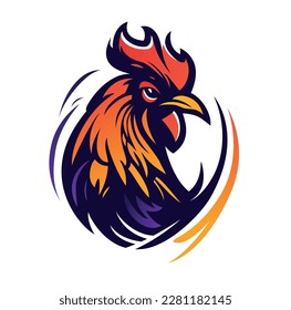 ilustración vectorial del logotipo de la cabeza de gallo en fondo blanco