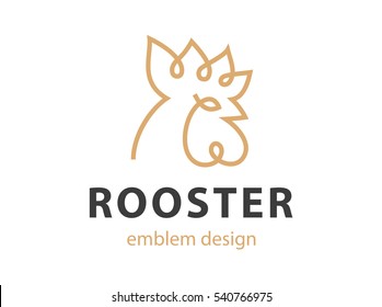 Rooster head logo - vector illustration, emblem design on white background