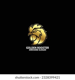 rooster head with luxury logo design 