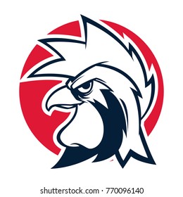 rooster head mascot black and white illustration esport logo