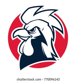 rooster head mascot black and white illustration esport logo