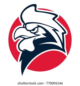 rooster head mascot black and white illustration esport logo