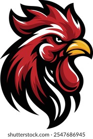 Cabeça de Galo Mascote, Frango, Ilustração de galo, Logotipo de vetor