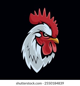 Diseño creativo de la mascota de la cabeza del gallo
