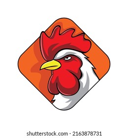 rooster head mascot design. chicken character, sign and symbol.