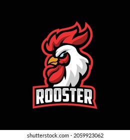 rooster head mascot e sport logo design vector illustration