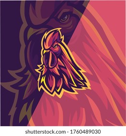 Diseño del logotipo de la mascota de la cabeza de gallo