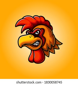 Rooster head mascot logo design of illustration