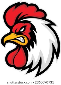 Rooster head mascot logo isolated on white background