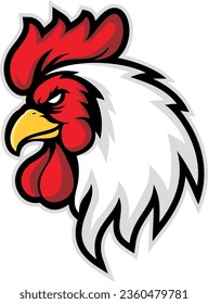 Rooster head mascot logo isolated on white background