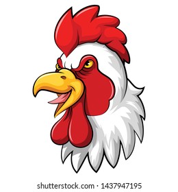 rooster head mascot on a white background