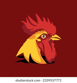 Rooster Head Mascot Vector Design, Template Rooster For Chicken Farm