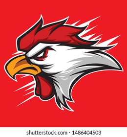 Rooster Head Mascot Vector logo Template