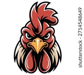 Rooster head portrait vector illustration isolated on white background