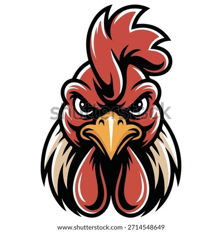 Rooster head portrait vector illustration isolated on white background