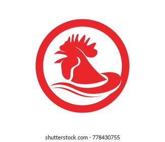 Rooster head red symbols and logo icons template
