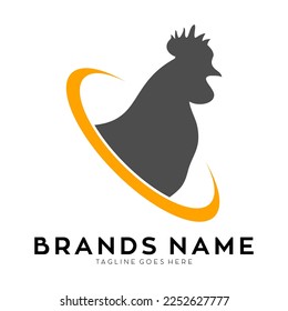 Rooster head and ring vector logo