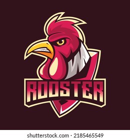 Rooster head shield mascot logo good use for symbol identity emblem badge and more