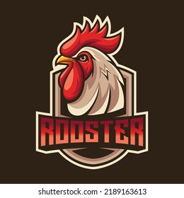 Rooster head shield mascot logo good use for symbol identity emblem badge and more