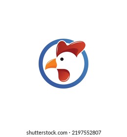 Rooster head silhouette logo design