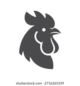 Ícone do vetor do logotipo da silhueta da cabeça do galo isolado no fundo branco