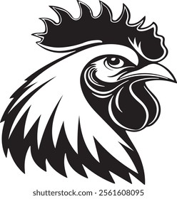 Rooster Head silhouette vector style with white background..