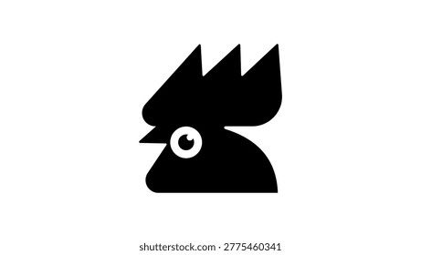 rooster head symbol, black isolated vector silhouette