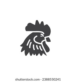 Rooster head vector icon. filled flat sign for mobile concept and web design. Rooster glyph icon. Symbol, logo illustration. Vector graphics