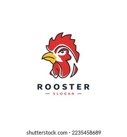 rooster head vector icon with line art logo design