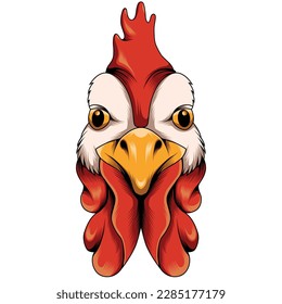 rooster head vector illustration in detailed style