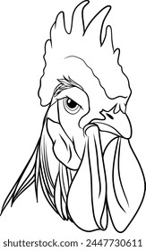 Ilustración vectorial de cabeza de gallo aislado sobre fondo transparente