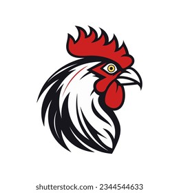 Rooster head vector illustration on white background