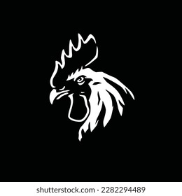 Rooster head vector illustration template. Can be used for badges, banners, or labels.