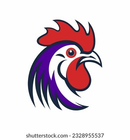 Plantilla de logotipo del vector de la cabeza de gallo. Máscaras antigalopantes para el equipo deportivo