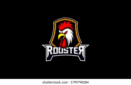Rooster head vector mascot design 