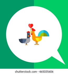 Rooster and hen flat icon