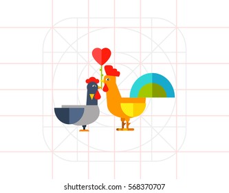 Rooster and Hen Icon