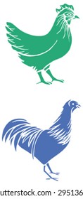 Rooster and Hen isolated