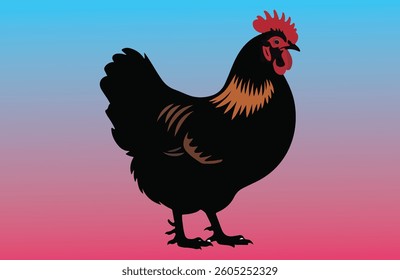 Rooster and Hen Picture. Vector Illustration or Icon