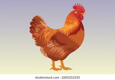 Rooster and Hen Picture. Vector Illustration or Icon
