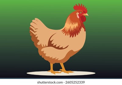 Rooster and Hen Picture. Vector Illustration or Icon