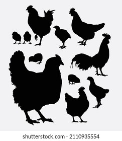 Rooster And Hen Poultry Silhouette Good Use For Any Design You Want