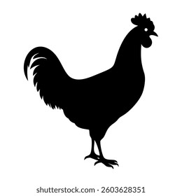 Rooster Hen vector illustration Silhouette isolated on white background 